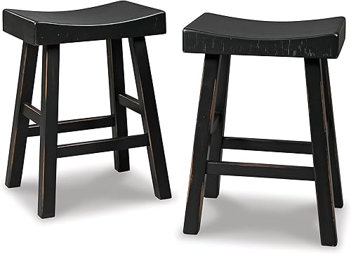 Signature Design by Ashley Glosco Modern Farmhouse Taburete de bar de 25 pulgadas de altura de mostrador, 2 unidades, color negro