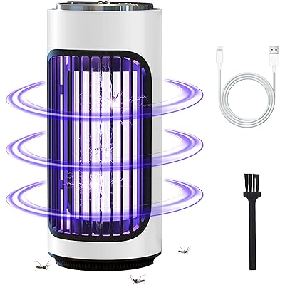 殺虫灯 コバエ取り 電撃殺虫器 電気 虫除け 捕虫器 UV誘引式 室内室外両用 薬剤不使用 USB-C充電式 折りたたみ収納フック付き ポータブル殺虫ライト コ …