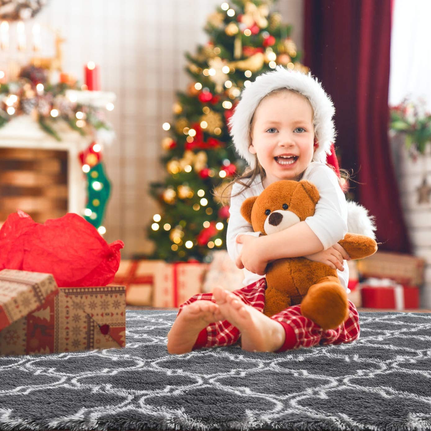 Leesentec Tappeto Peloso Soggiorno Grandi Dimensioni Salotto Moderno Cameretta Bimba tappeti Pelosi Camera da Letto Morbido Tappeti Soggiorno (grigio, 140 x 200 cm)