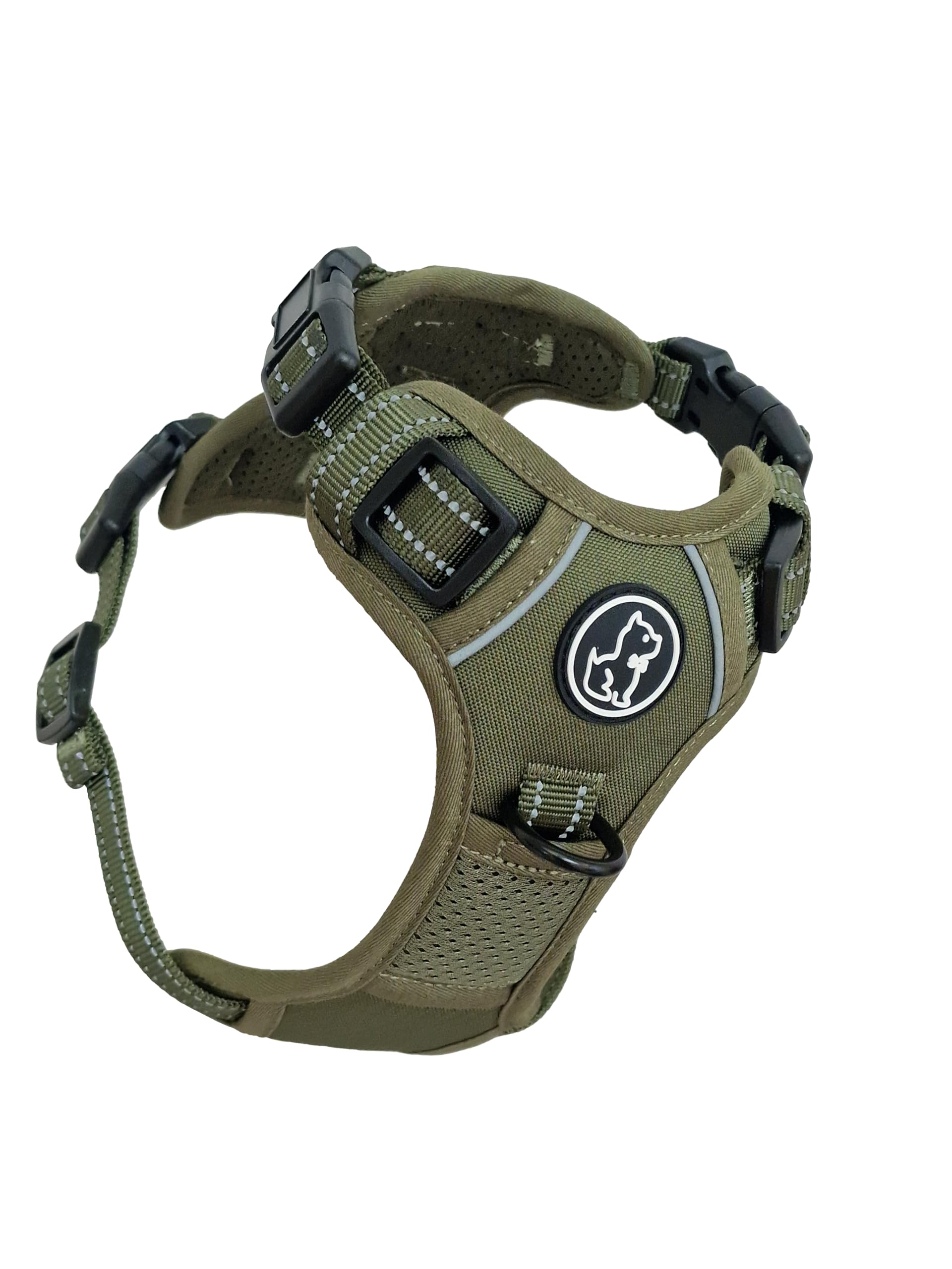Barkridges® TruFit Comfort Dog Harness Adjustable Easy to Wear | No Pull Training | Chafing-Free | Safety Reflective | Comfortable Small Medium Large (Army Green, XL - Regular Fit)