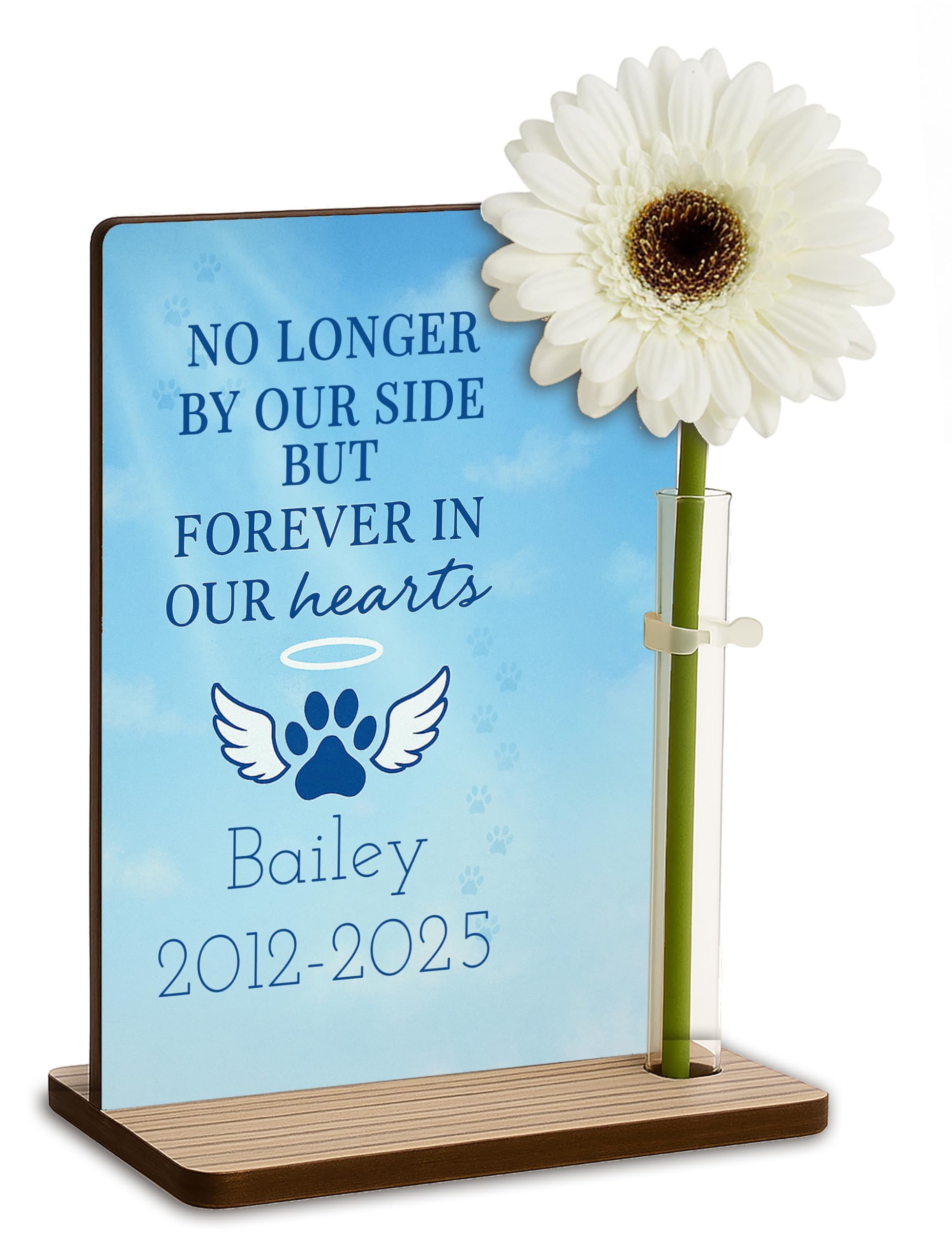 Personalised Pet Memorial Freestanding Photo Plaque Dog Memorial Cat Memory Frame Pet Bereavement Gift (Forever in our Hearts)