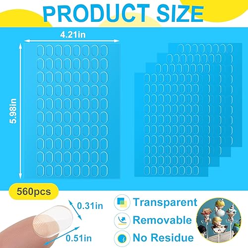Miniatura 2 de 560 puntos adhesivos transparentes, masilla de museo de doble cara para colgar en la pared, manualidades, globos, decoraciones de fiesta, sin