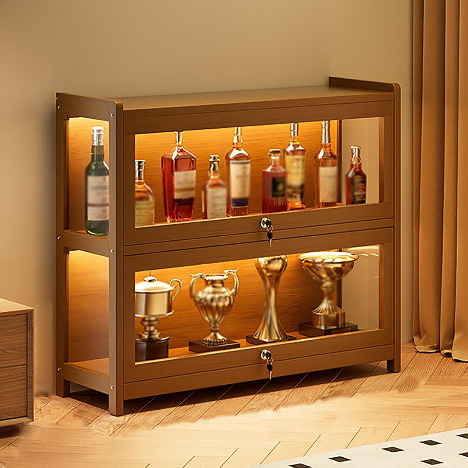 Amazon｜取り外し可能な置き型ワイングラスホルダー、木製カウンター