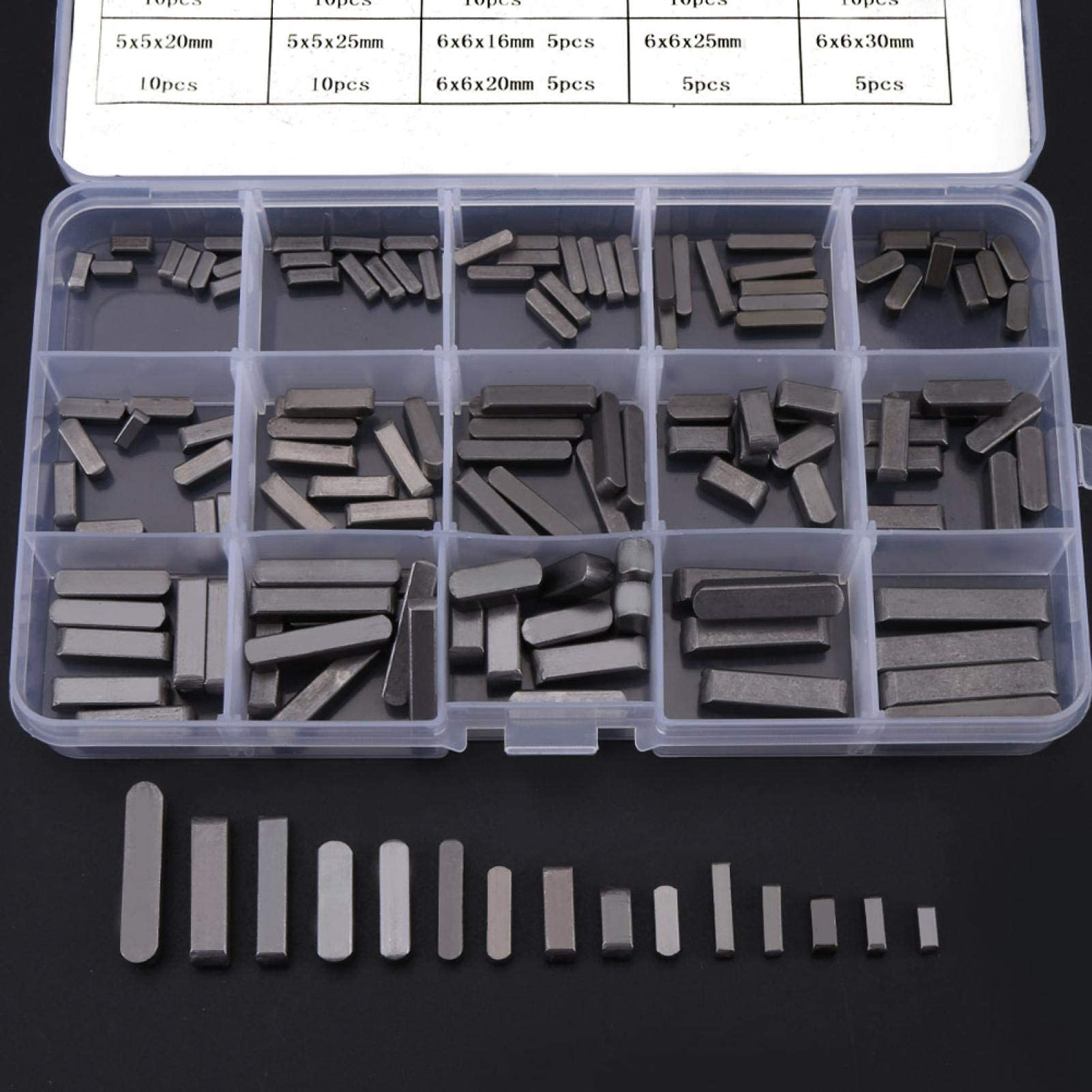140pcs Clé d'Arbre d'Entraînement Parallèle, Rondes Goupille Plate Arrondie Jeu De Clavettes à Arbres D'entraînement Parallèles 8mm 10mm 12mm 16mm 20mm 25mm 30mm Pour La Fixation Divers équipement