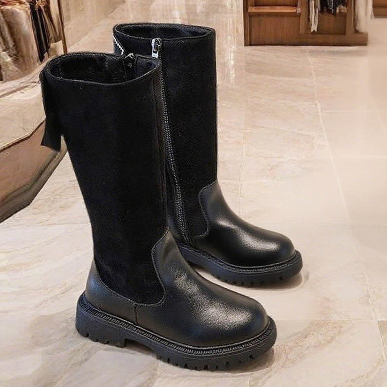 Mädchen Stiefel Wildleder Leder Boot Langschaft Winterstiefel