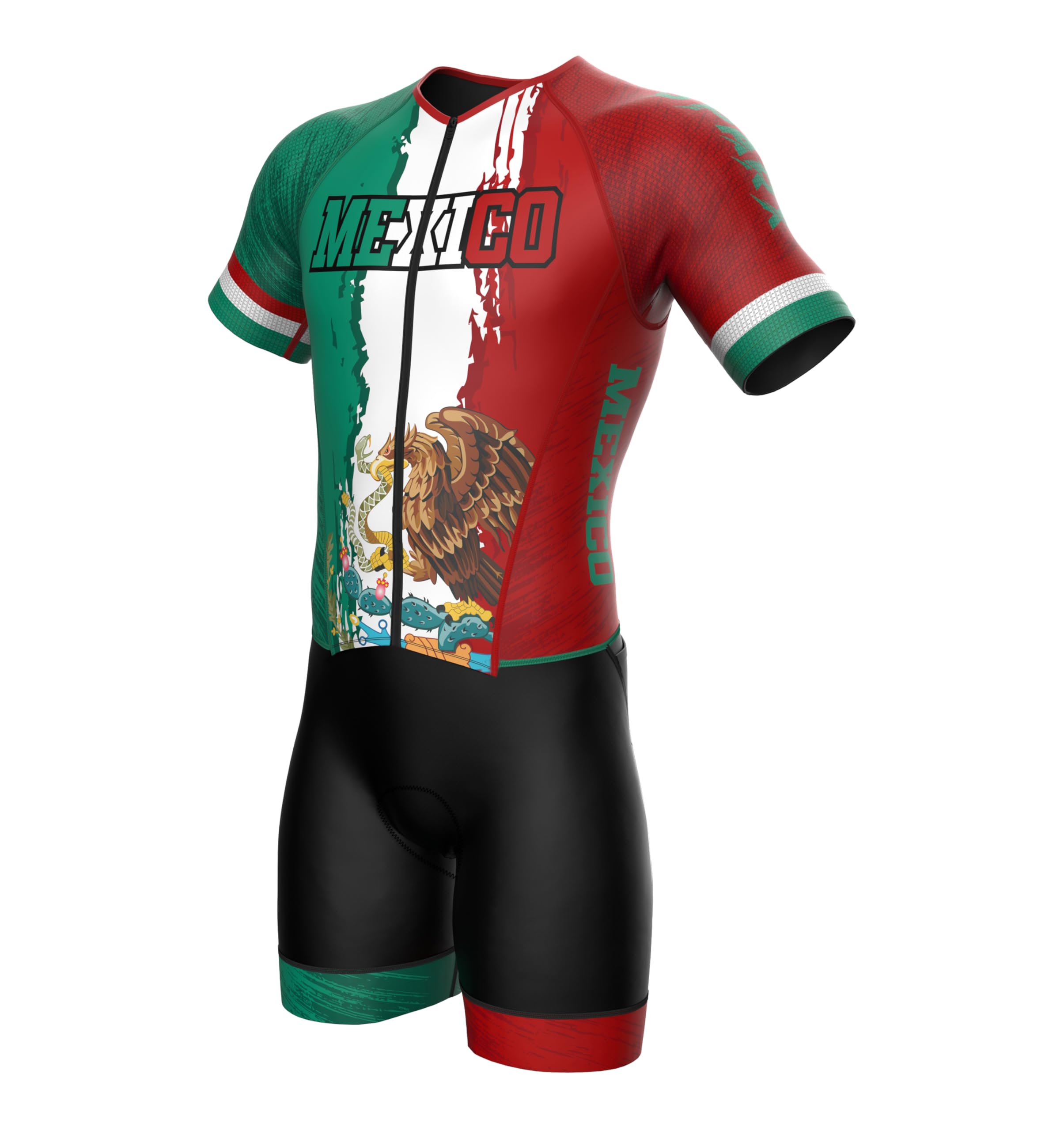 Sparx Mens Elite Aerosuit Triathlon Suit Mens Short Sleeve Tri Suit Skinsuit (Mexico, Large)