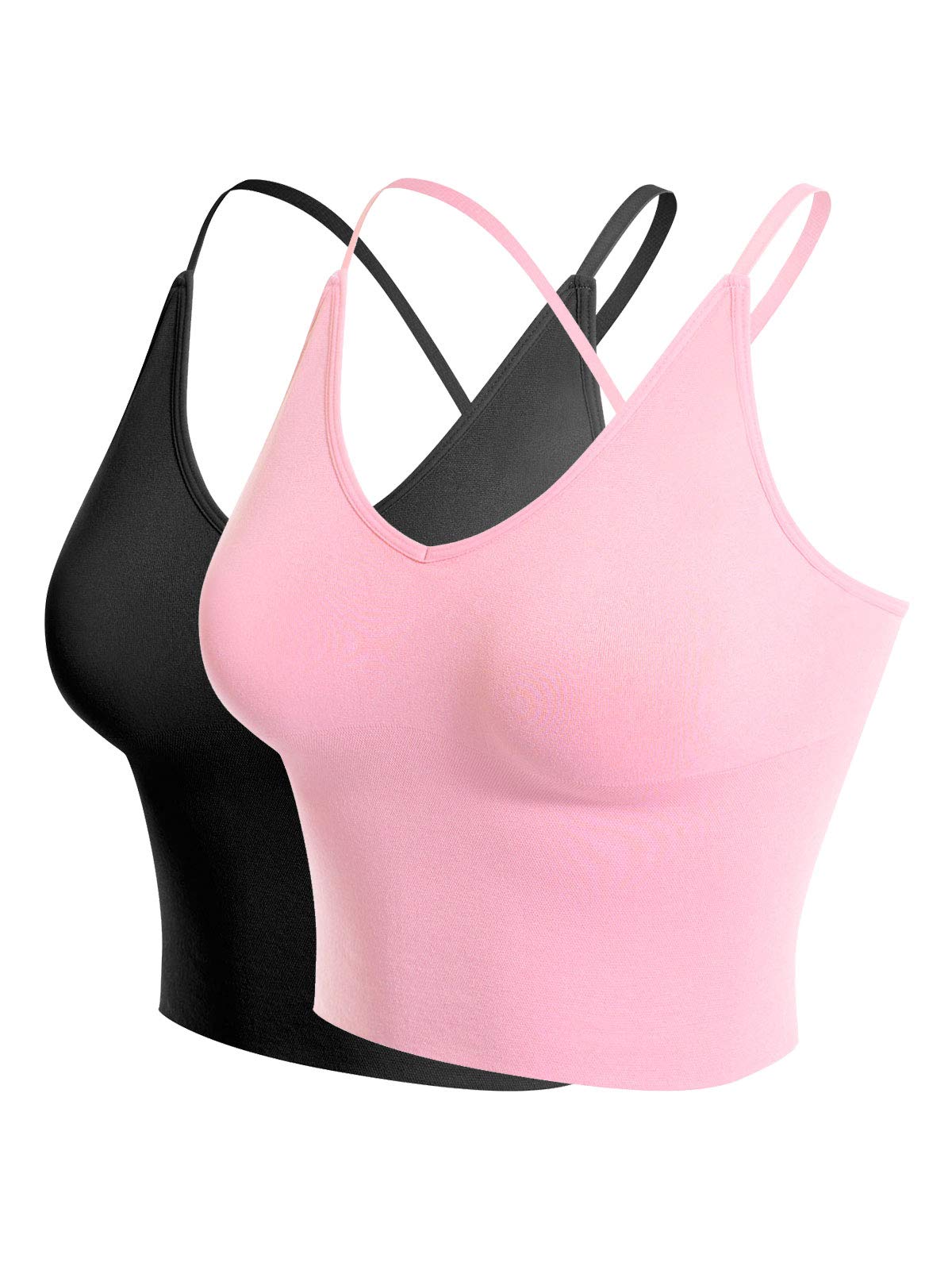 Design by Olivia Women's Padded Sports Bra Longline Workout Crop Top