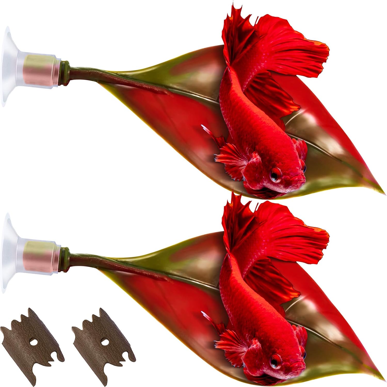 WILLBOND 2 Pieces Silicone Betta Bed Leaf Hammock for