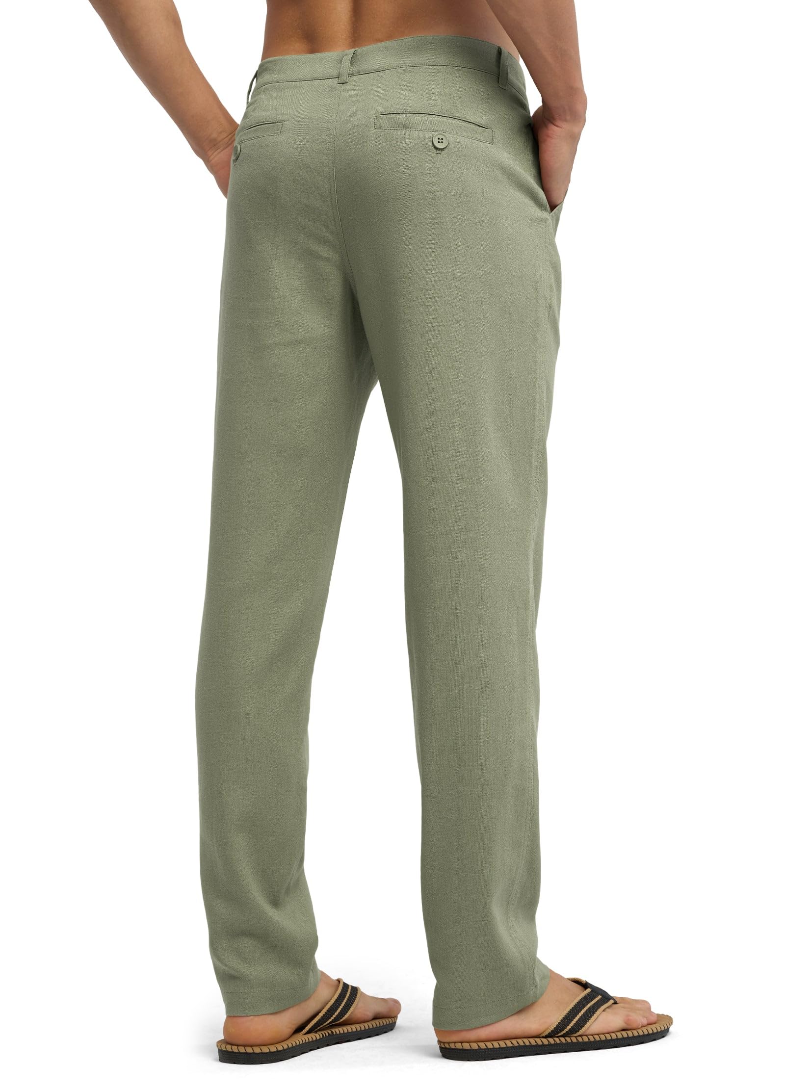 WILLIT Pantalones de lino para hombre, ligeros, de verano, largos, de algodón, para correr, para la playa, vacaciones, uso diario