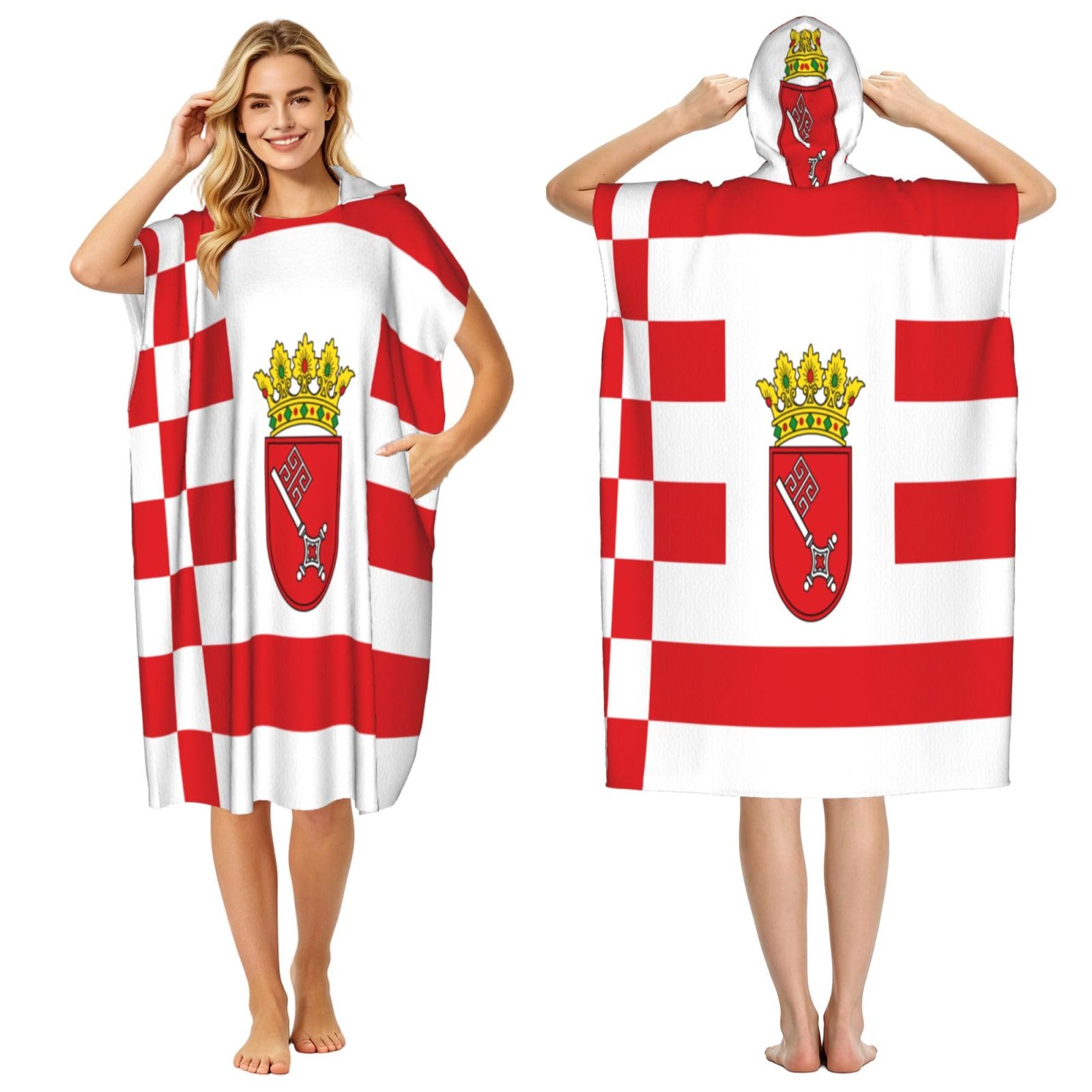 DTHKJNLSF Bremen Banner Adult Hooded Beach Poncho Towel