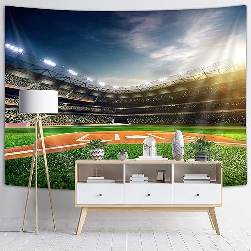 Miniatura 3 de KOTOM Tapiz de campo deportivo para colgar en la pared, arte profesional de béisbol Grand Arena a la luz del sol, manta de pared, toallas de playa,