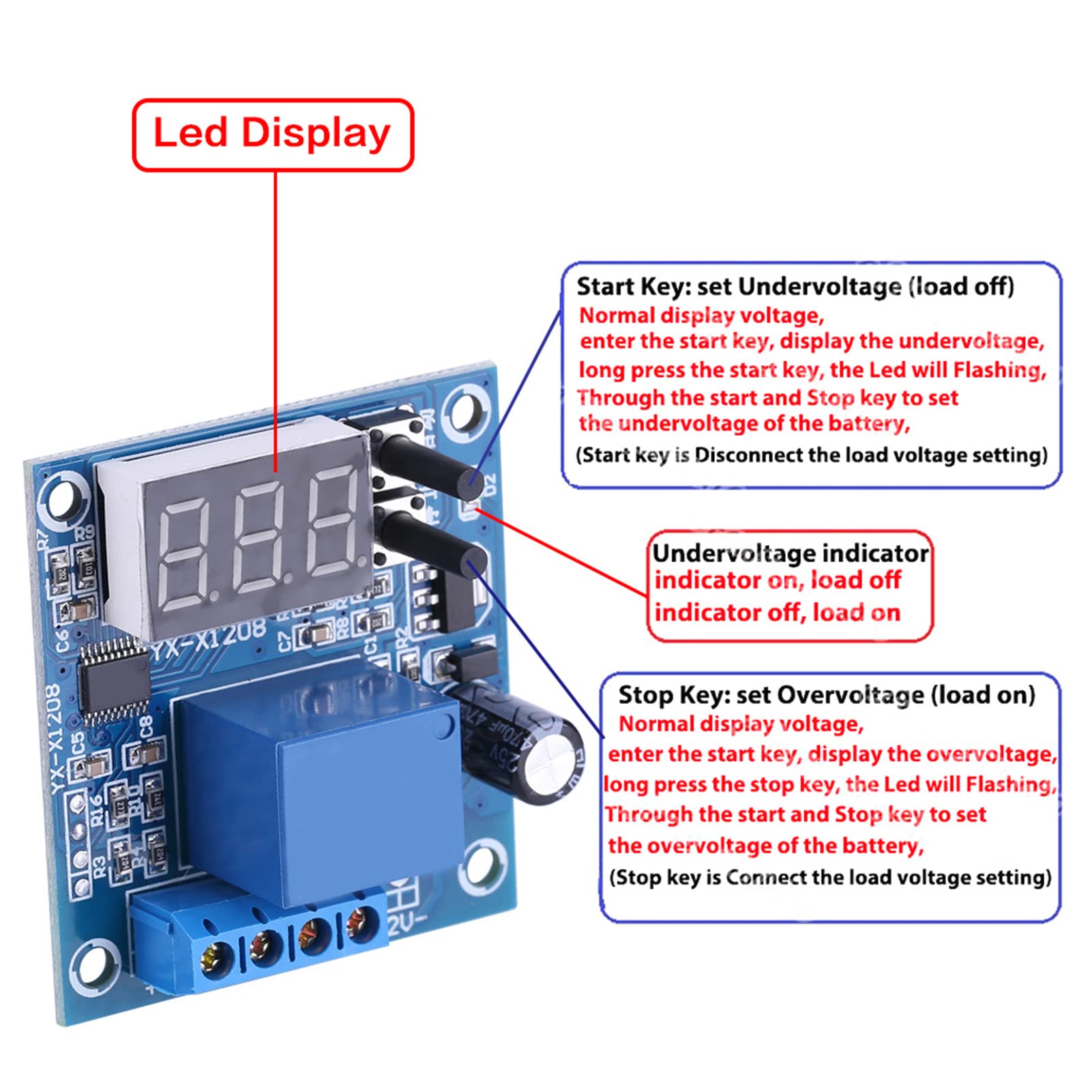 Protector De Batería 12V Contra Descarga - Módulo De Corte Por Bajo Voltaje, Ajustable, Para Evitar Sobredescarga