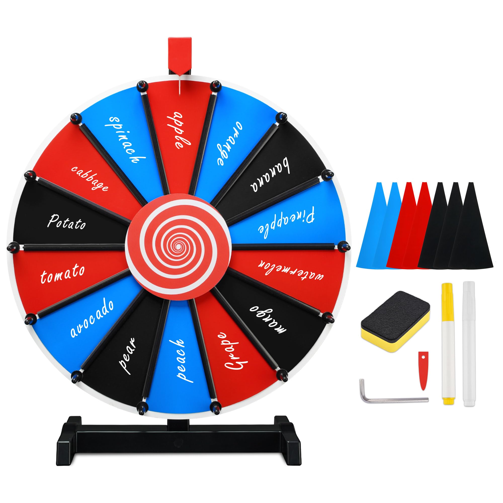 WinSpin18 Inch Prize Wheel DIY Insertable Tabletop Spinning Wheel, 14 Slots Fortune Design Carnival Spin Game, DIY Series