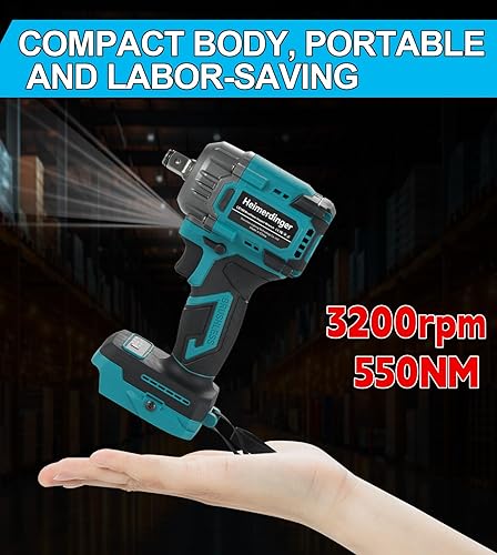 Miniatura 5 de Llave de impacto de 34 pulgadas de alto par de 1300N.m, pistola de impacto sin escobillas de 959 pies de libras, compatible con batería Makita de 18