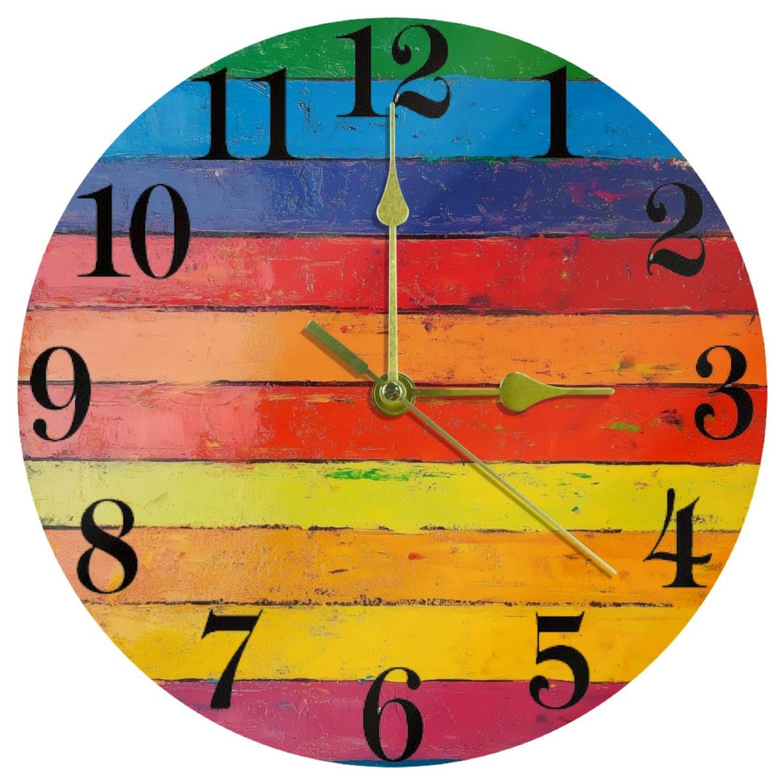 Horloge murale ronde arc-en-ciel pour aider les enfants a lire l'heure