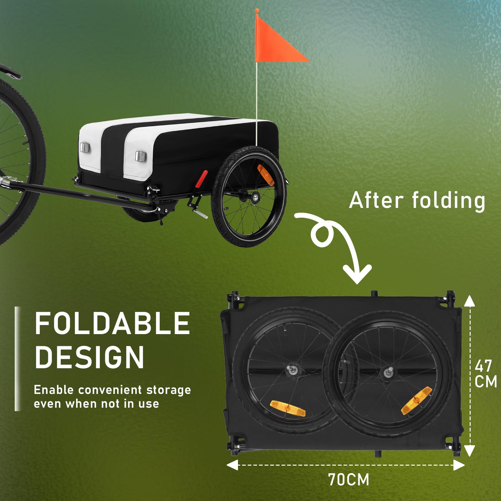 SEPNINE Remorque de vélo avec bâche de protection, remorque de transport en acier, remorque de vélo robuste, capacité de charge maximale 40 kg