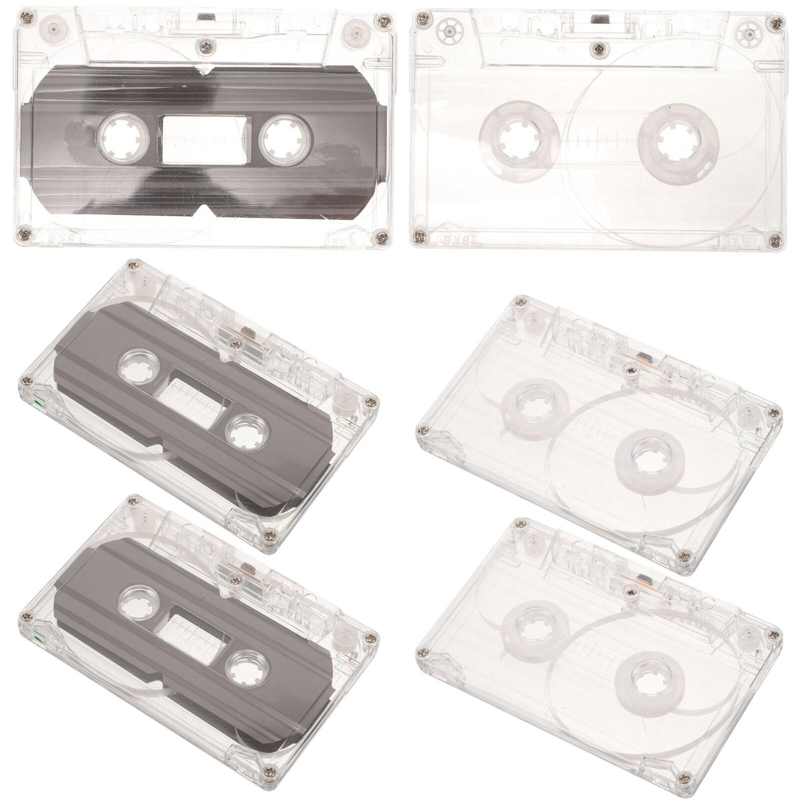 6pcs Tape Decoration Blank Cassette Tapes for DIY Blank Tapes Cassette Empty Cassette Tape DIY Cassette Decor Cassette Tapes for Decoration Blank Cassette Adornment Plastic