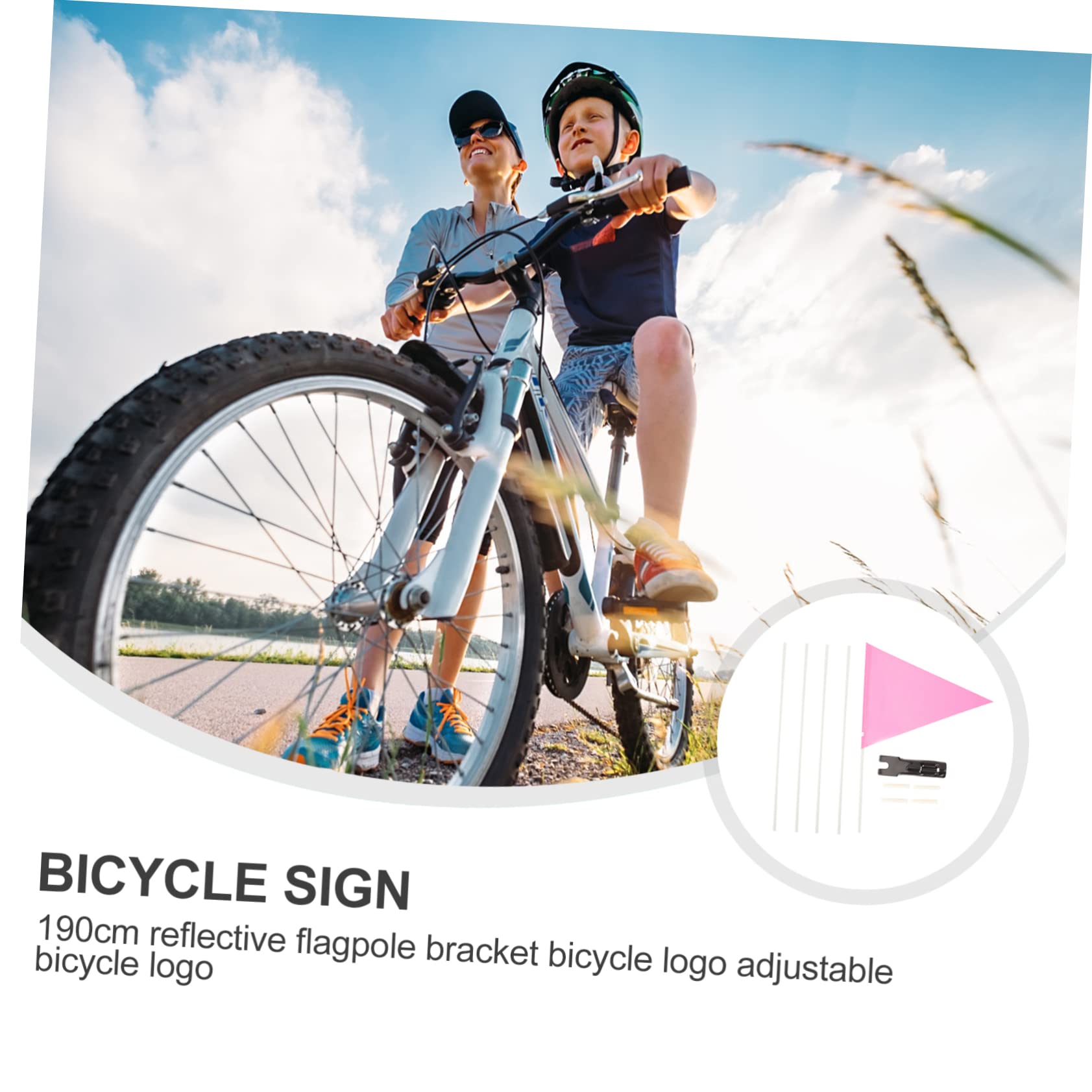HEMOTON 1 set Bicycle Safety Flag with Durable Mounting Pole and Bracket Reflective Bike Flag for Enhanced Visibility and Safety Rides