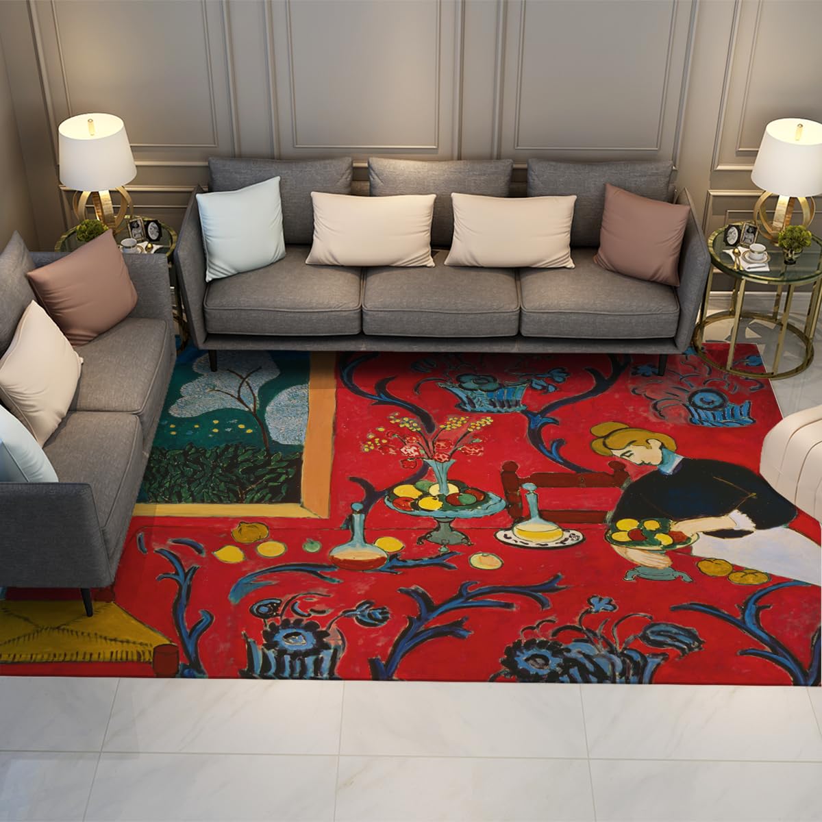 Tapis poils courts Henri Matisse 60x120cm tapis abstrait antidérapant et lavable cuisine