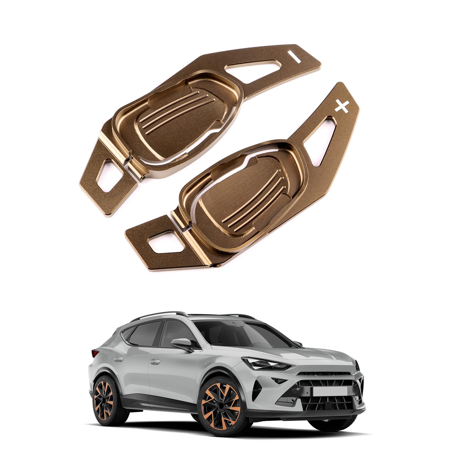 KUNGKIC Palette del cambio per auto per Seat Cupra Leon Ateca Formentor 2021 2022 2023 2024 2025, prolunga in alluminio, paddle shifter, estensione per volante, 2 pezzi (marrone)
