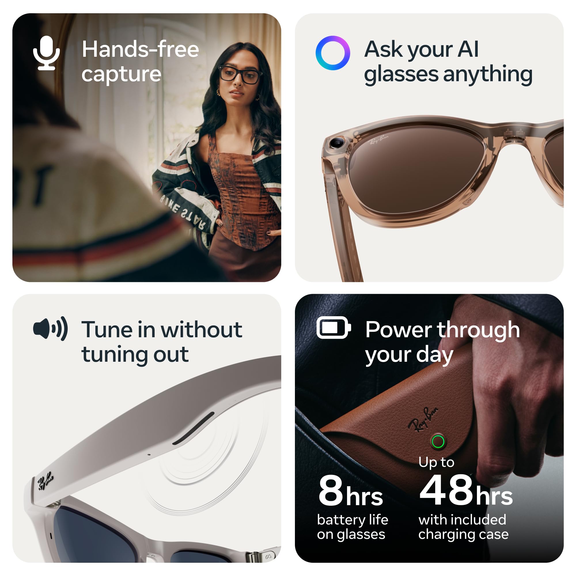 Meta Ray-Ban (Gen 2), Wayfarer, Matte Black | Smart AI Glasses for