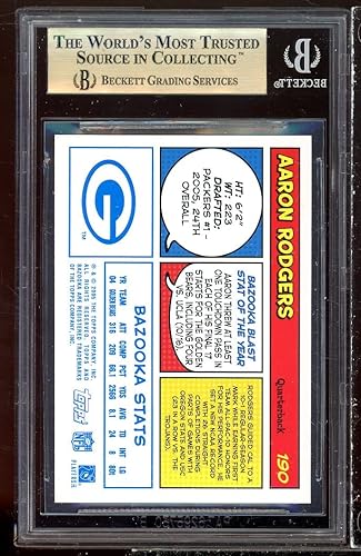 Miniatura 2 de Aaron Rodgers Rookie Card 2005 Bazooka Blue #190 BGS 9.5 (9.5 9.5 9.5 9.5)
