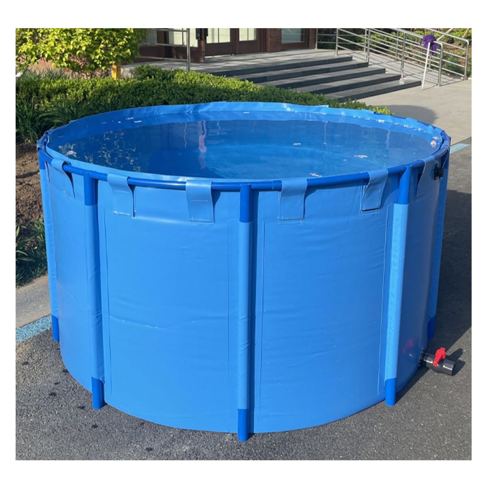 Piscina fuori terra, piscina rotonda esterna con telaio in acciaio, tela in PVC per allevamento ittico, può contenere fino a 498 galloni