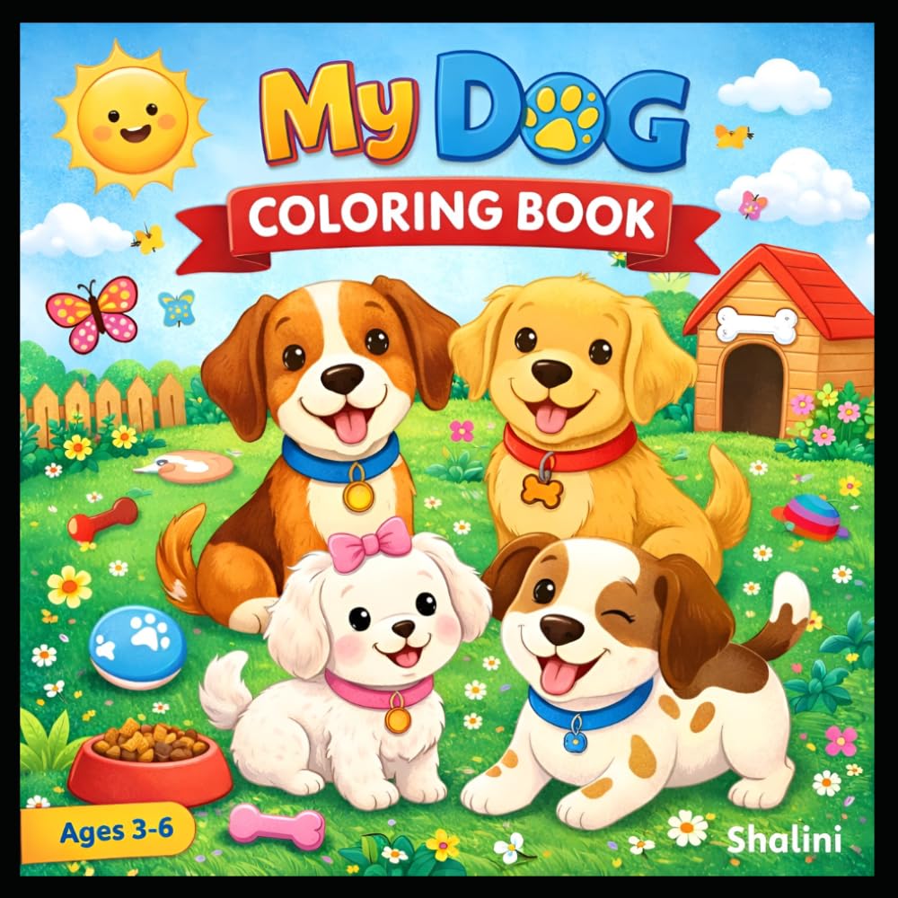 Cute Dogs Coloring Book for Kids Ages 3–6