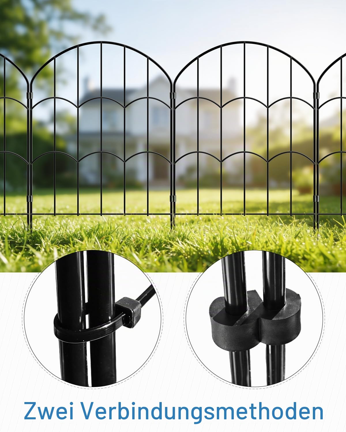 ARIFARO Metall Gartenzaun, 25 Paneele, 61 cm H x 33 cm B | Gesamtlänge 8,25 m, Rostbeständig, Dekorative Grenze für Outdoor Garten & Yard, Kleine Tierbarriere, Schwarz