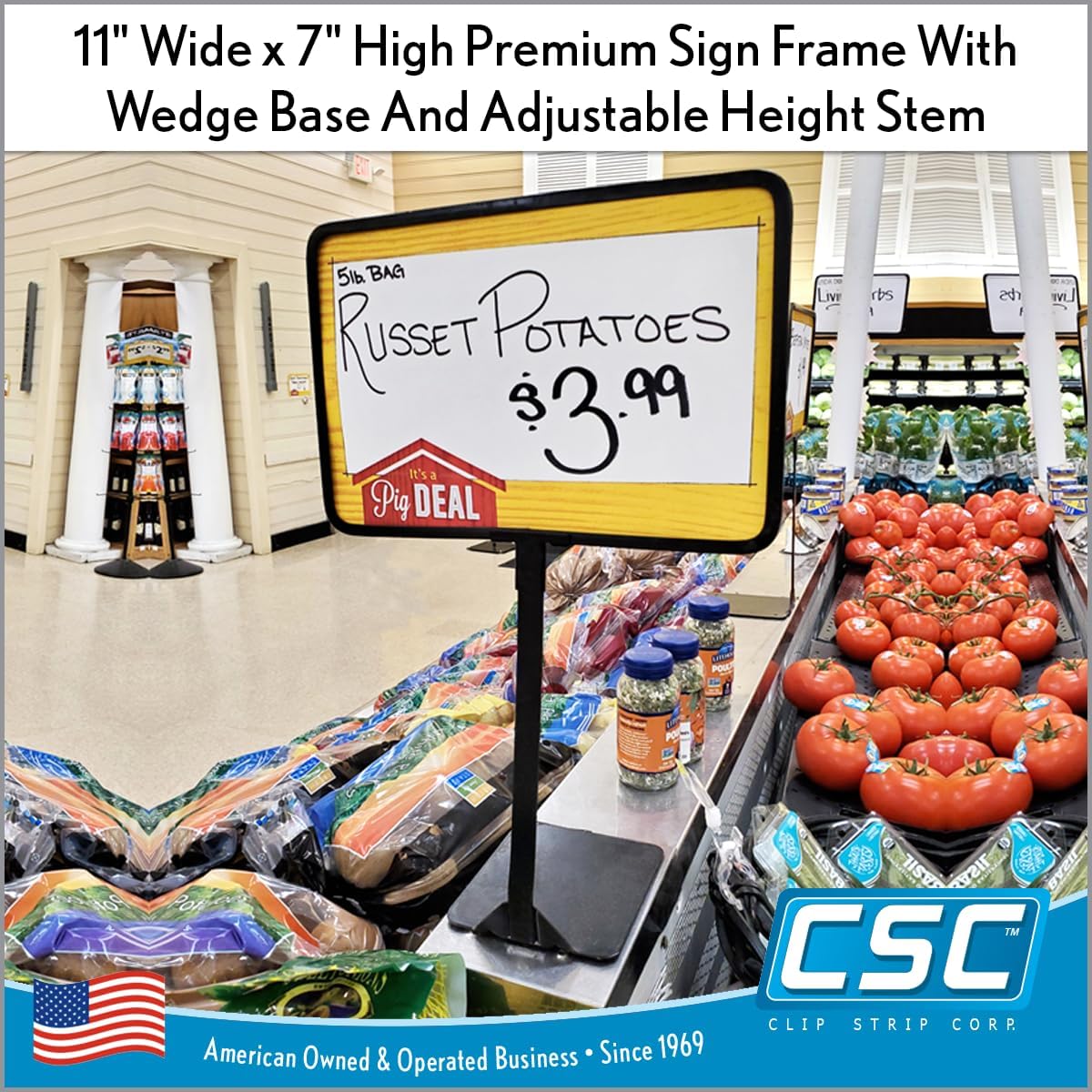 11" W x 7" H Metal Sign Frame with Wedge Base & Adjustable Height Stem by Clip Strip Corp., Retail Display Signage, Black Powder Coated All-Steel Construction, 1 Pack - Image 6