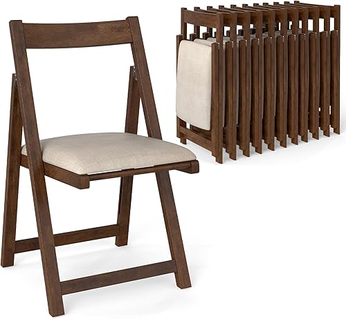 GOFLAME Juego de 12 sillas de comedor plegables con asiento acolchado y respaldo ergonómico, marco de madera de goma, sillas laterales modernas para