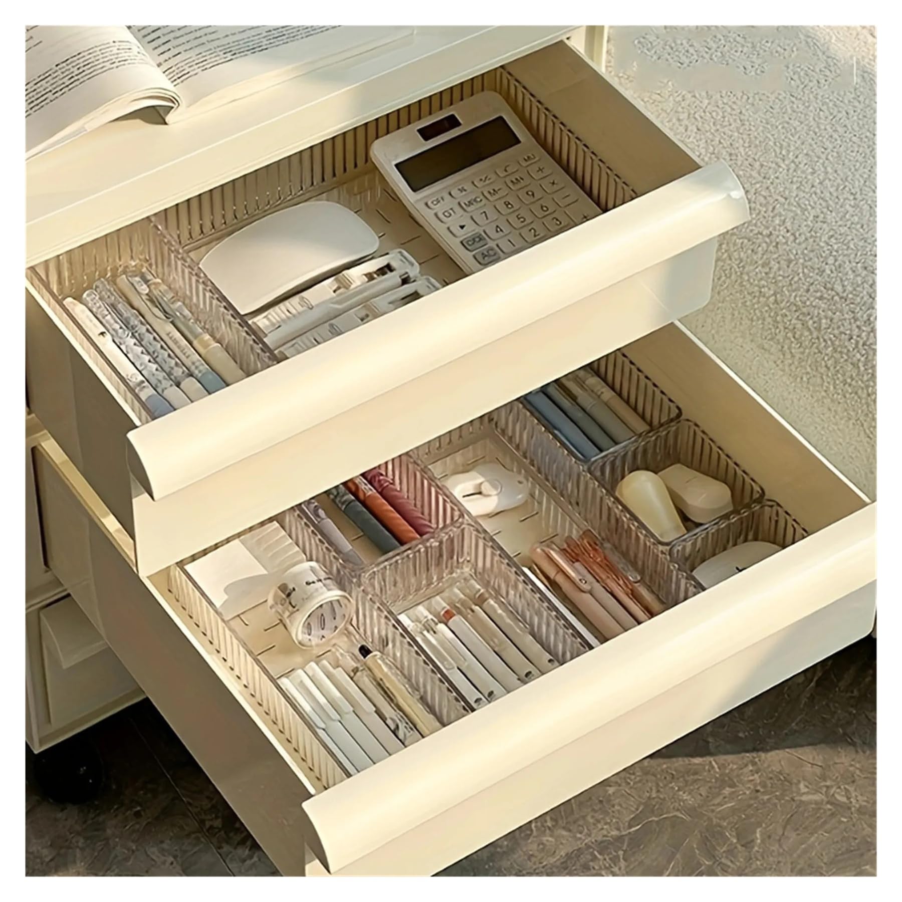 Generico Organizer for cassetti in acrilico impilabile da 7 pezzi - Vassoi divisori regolabili for cosmetici, scatola portaoggetti modulare for trucchi