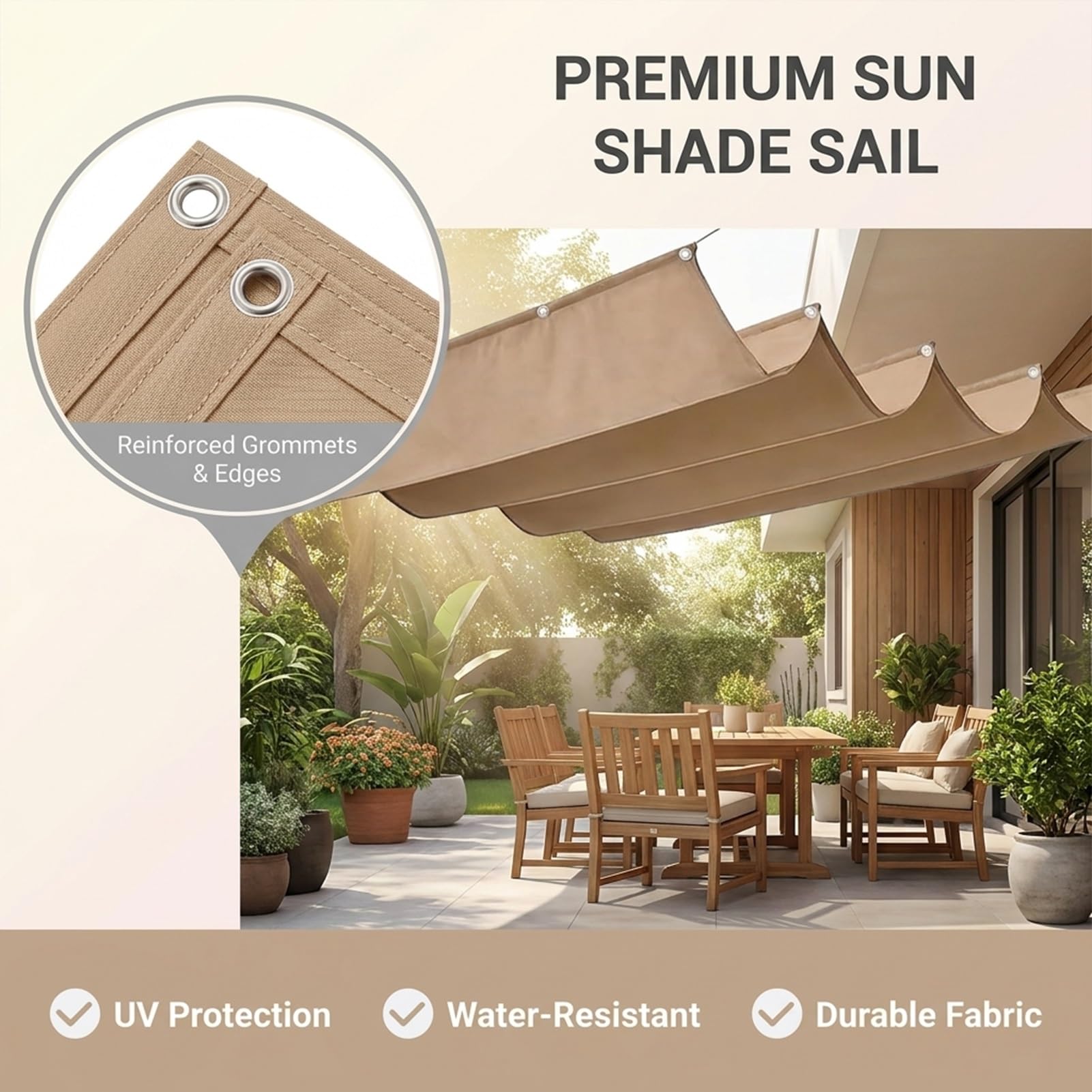 Einziehbare Welle Sonnensegel 150 x 300 cm HDPE Verstellbar Schattenabdeckung Uv-Schutz & Reißfest für Markise Terrasse Deck Hof Veranda Pavillon, Hellgrau