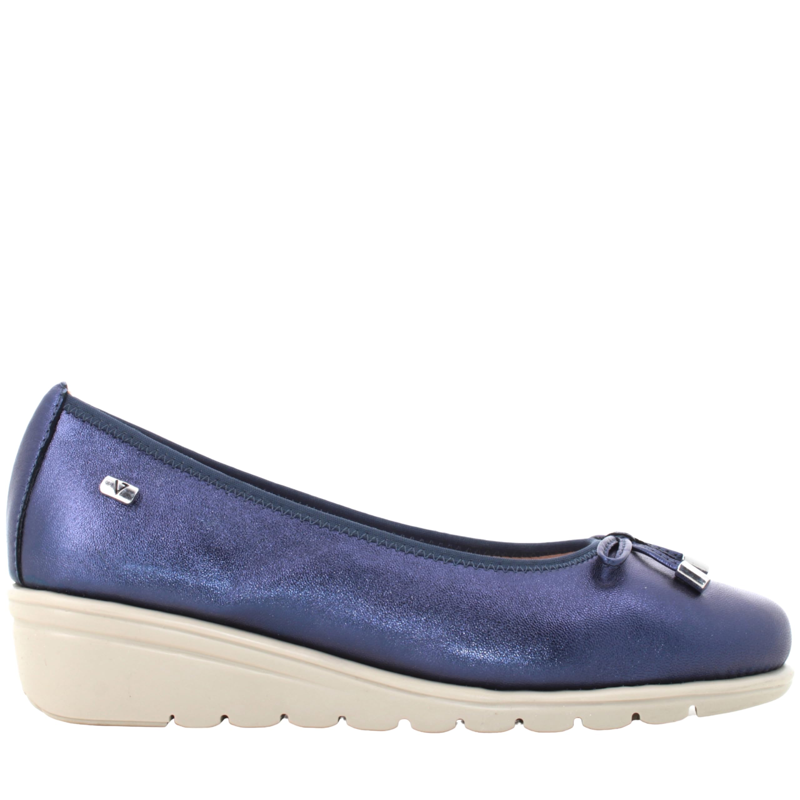 Valleverde VS10330 Nappa Platino Ballerine con Zeppa per Donna in Pelle