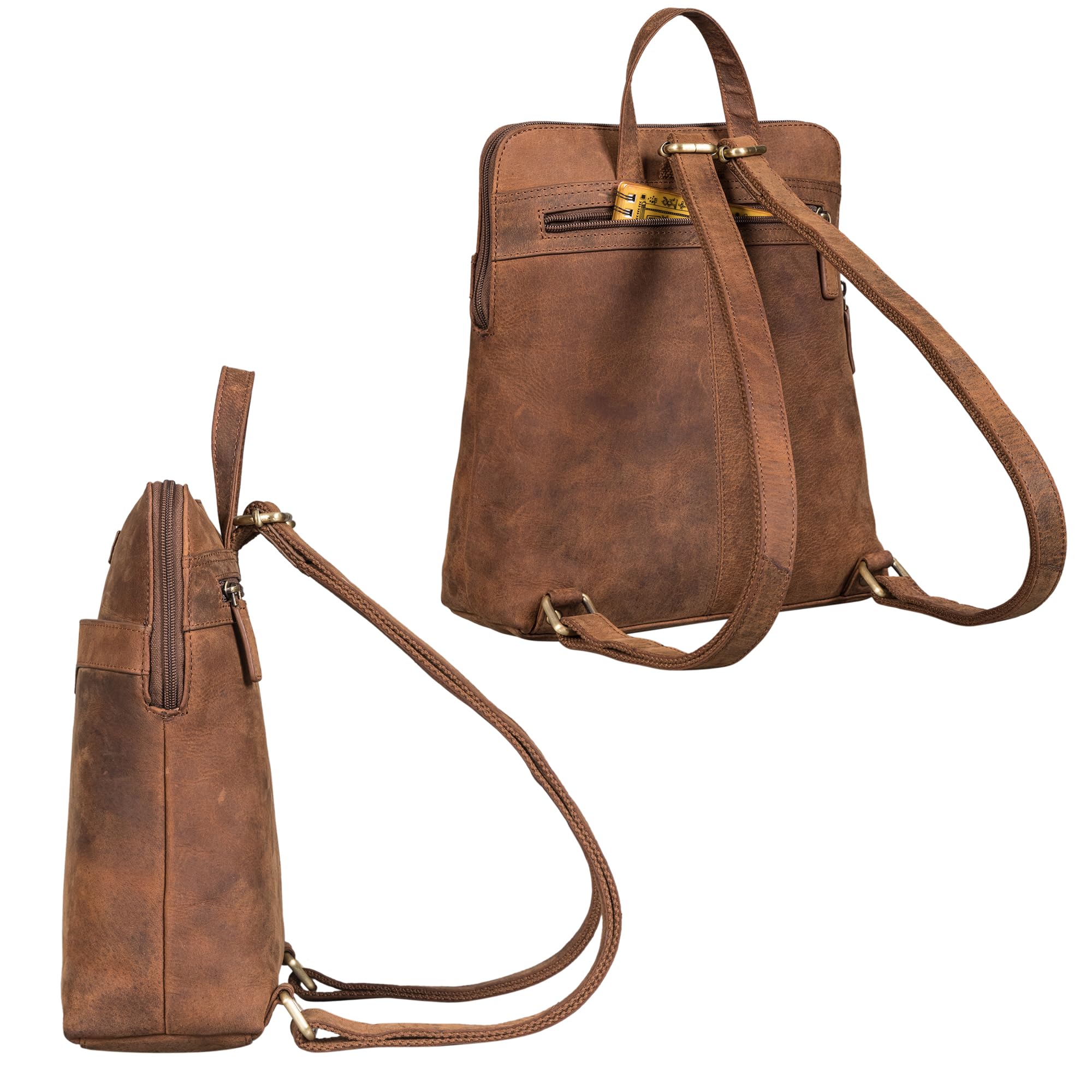 STILORD Heidi Eleganter Lederrucksack Damen Echtleder klein wasserdicht, Rauleder und diebstahlsicher ideal als Rucksackhandtasche, Vintage Daypack und Retro Cityrucksack mittel-groß