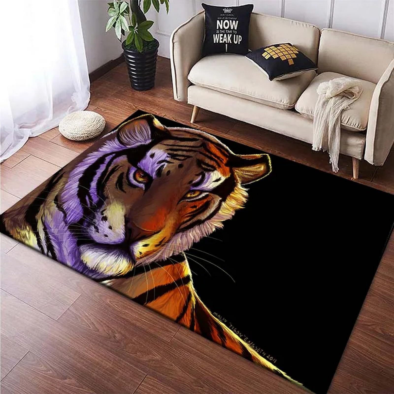 3D Wild Animal Tiger Carpets For Living Room Bedroom Wedding Area Rug Decorative Home Bathroom Toilet Entrance Non-Slip Floor Mats 100 X 200 Cm - Polyester Soft Touch Easy Clean -4G5G2A9J6S