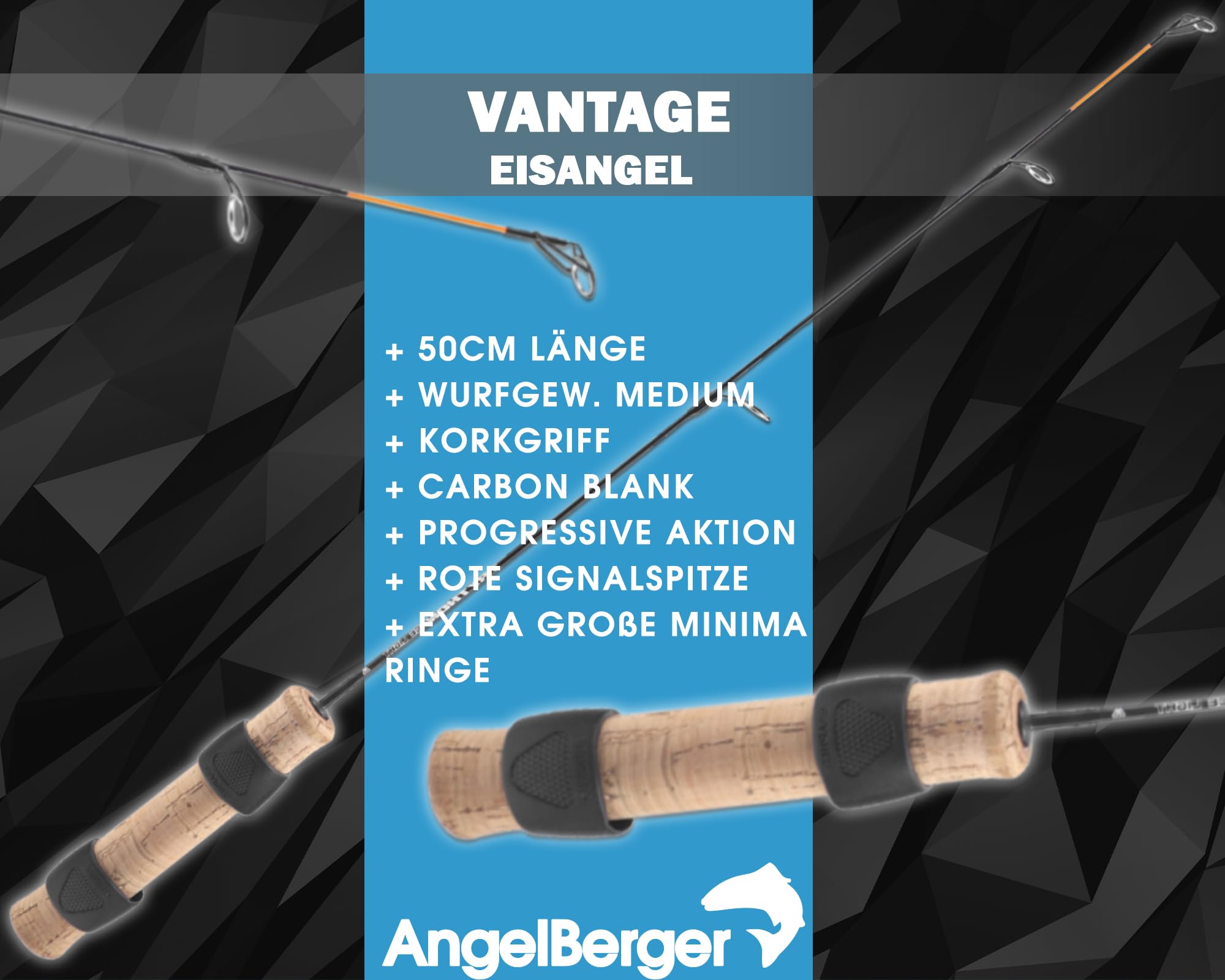Angel Berger Vantage Eisangel Medium Eisrute Ice Rod Eisangelrute Ice Stick Eisangeln