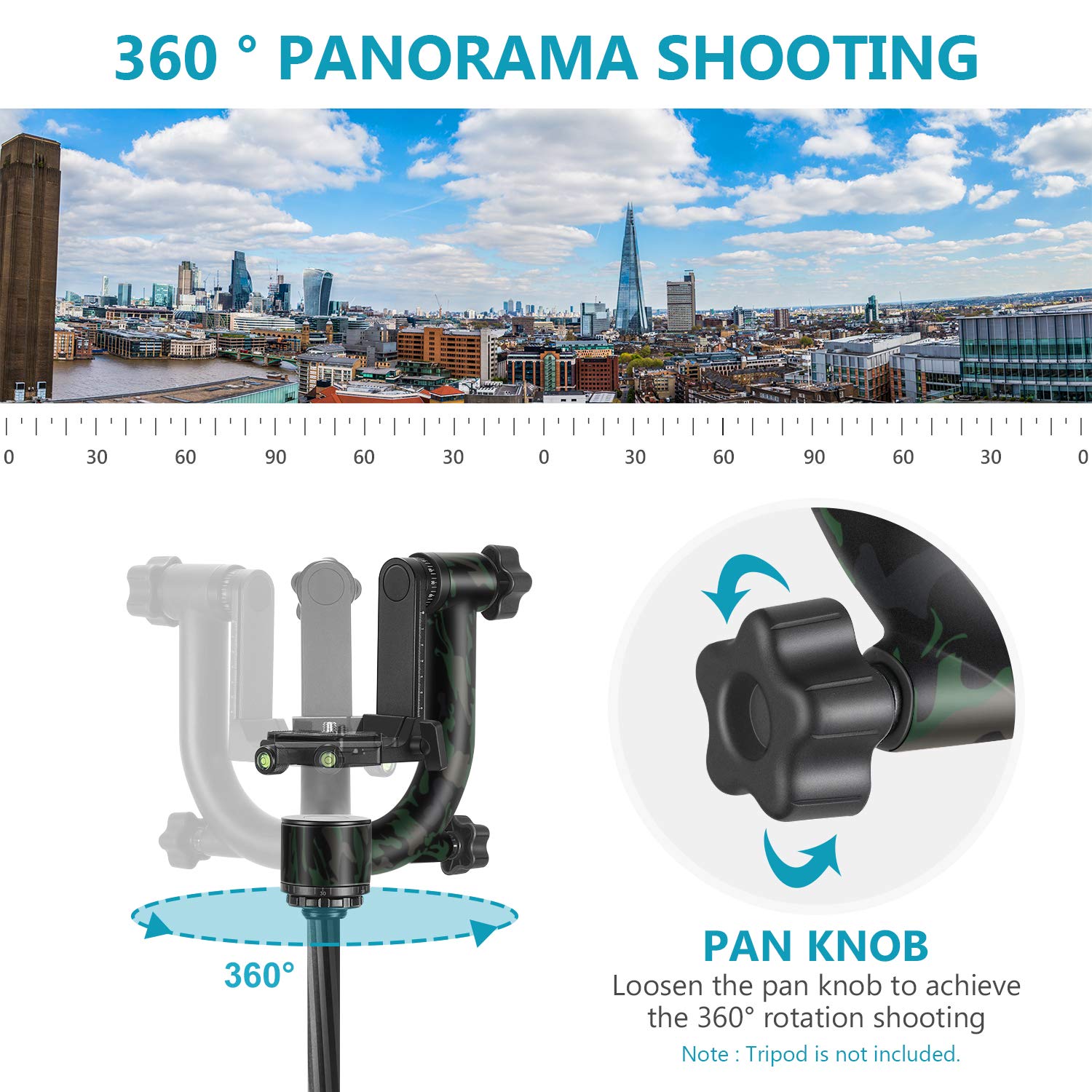 Testa Gimbal Per Treppiede NEEWER In Fibra Di Carbonio - Supporto Fino A 13,6 Kg, Rotazione 360°, Piastra Arca-Swiss