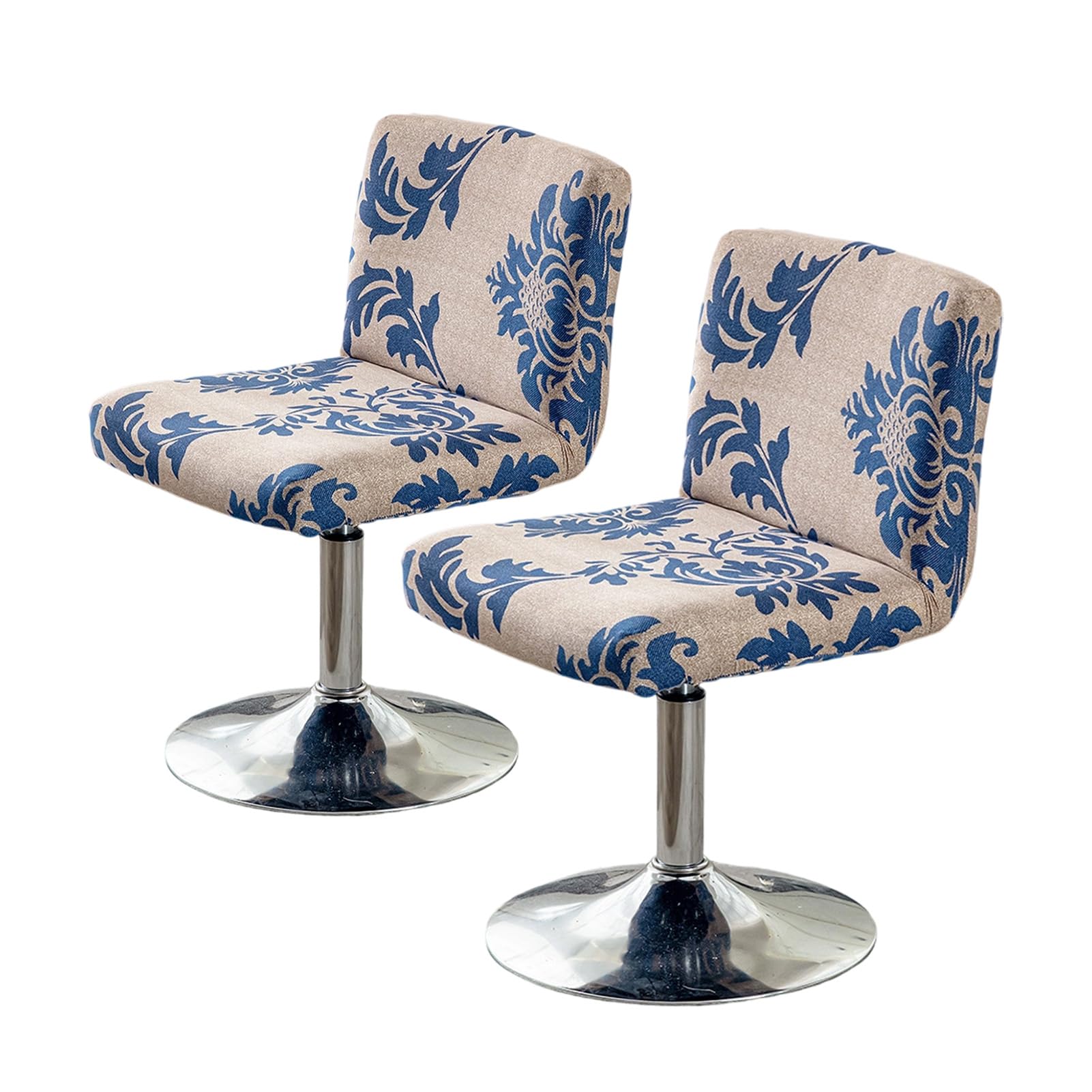 HonorHut Blue Swivel Bar Stool Covers with Backs 2 PCs Dustproof Velvet Low Back Swivel Chair Cover