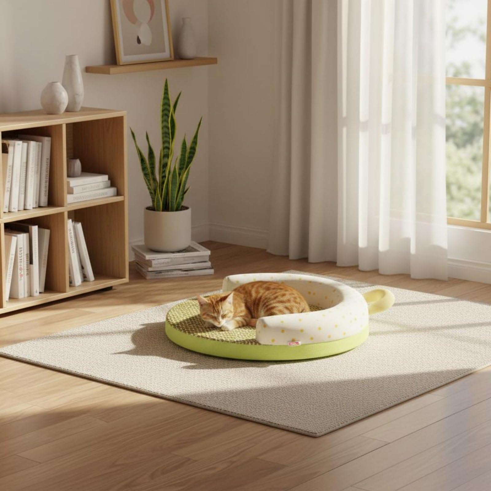 Lit Rafraîchissant pour Chat Lit pour Chat Panier pour Chat Corbeille pour Chat Coussin Ergonomique en Rotin et Tissu Respirant Mousse à Mémoire 45D, Color to 2, 50-50-4cm