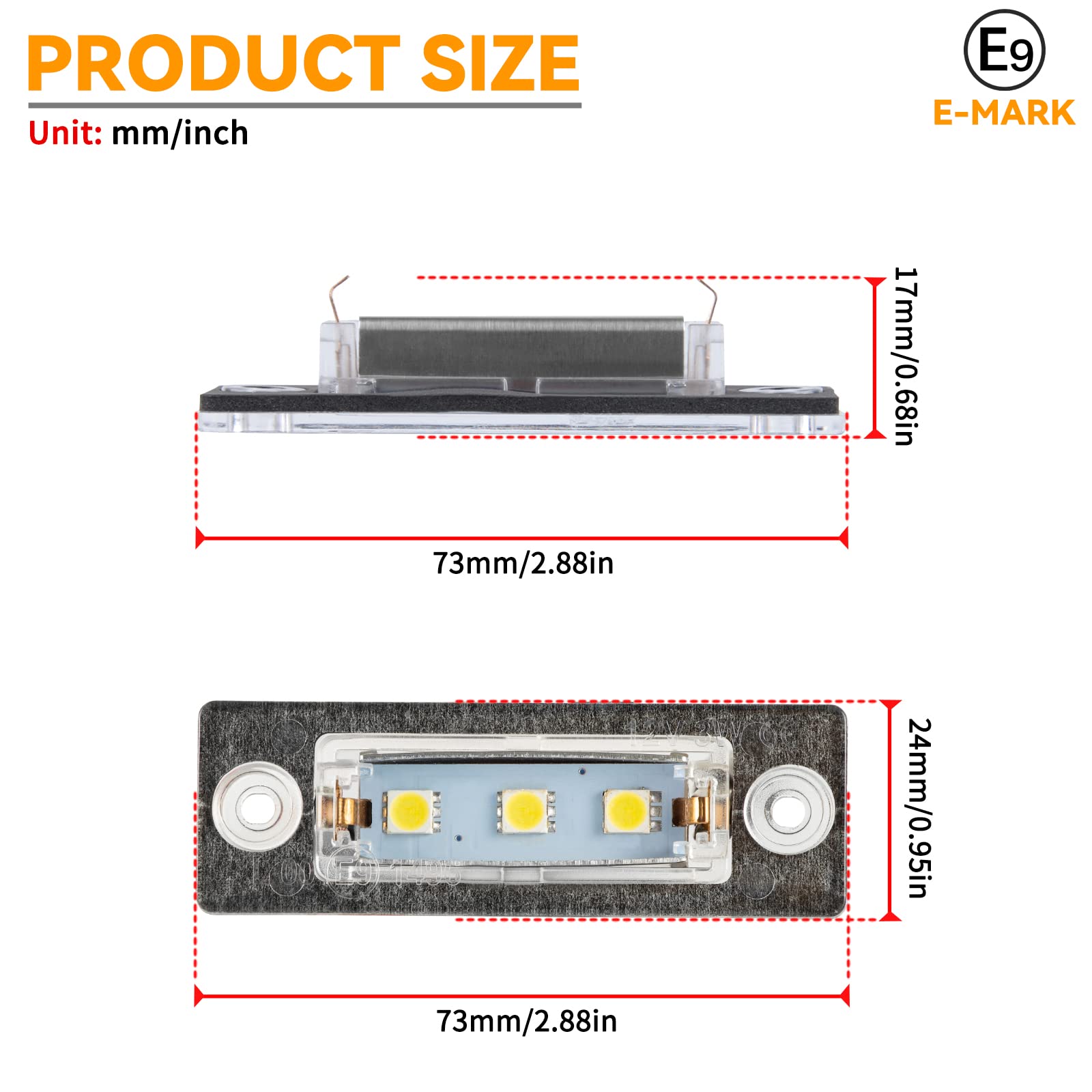 Luci Targa a LED per V-W Caddy 2K Golf Plus 5M1 Jetta 1K2 Passat Limousine 3bg Passat Variant 3C B6 T5 7H 7J Touran 1T1 1T2 1T3, Lampada Targa a LED,2 Pezzi 3 * 5050SMD Canbus