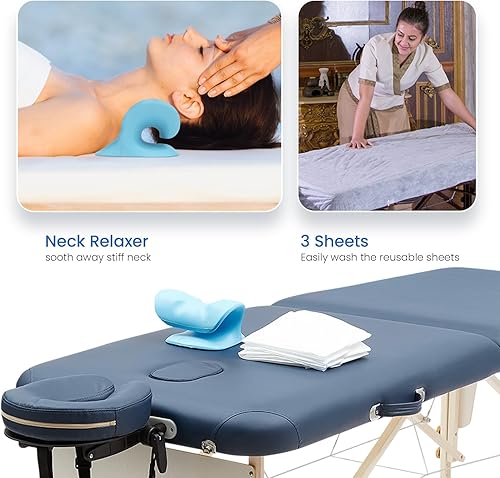 Miniatura 6 de Mesa de masaje portátil con estirador de cuello y hojas, cama de masaje de 84 pulgadas, cama de masaje ajustable para pestañas cama de masaje, mesa