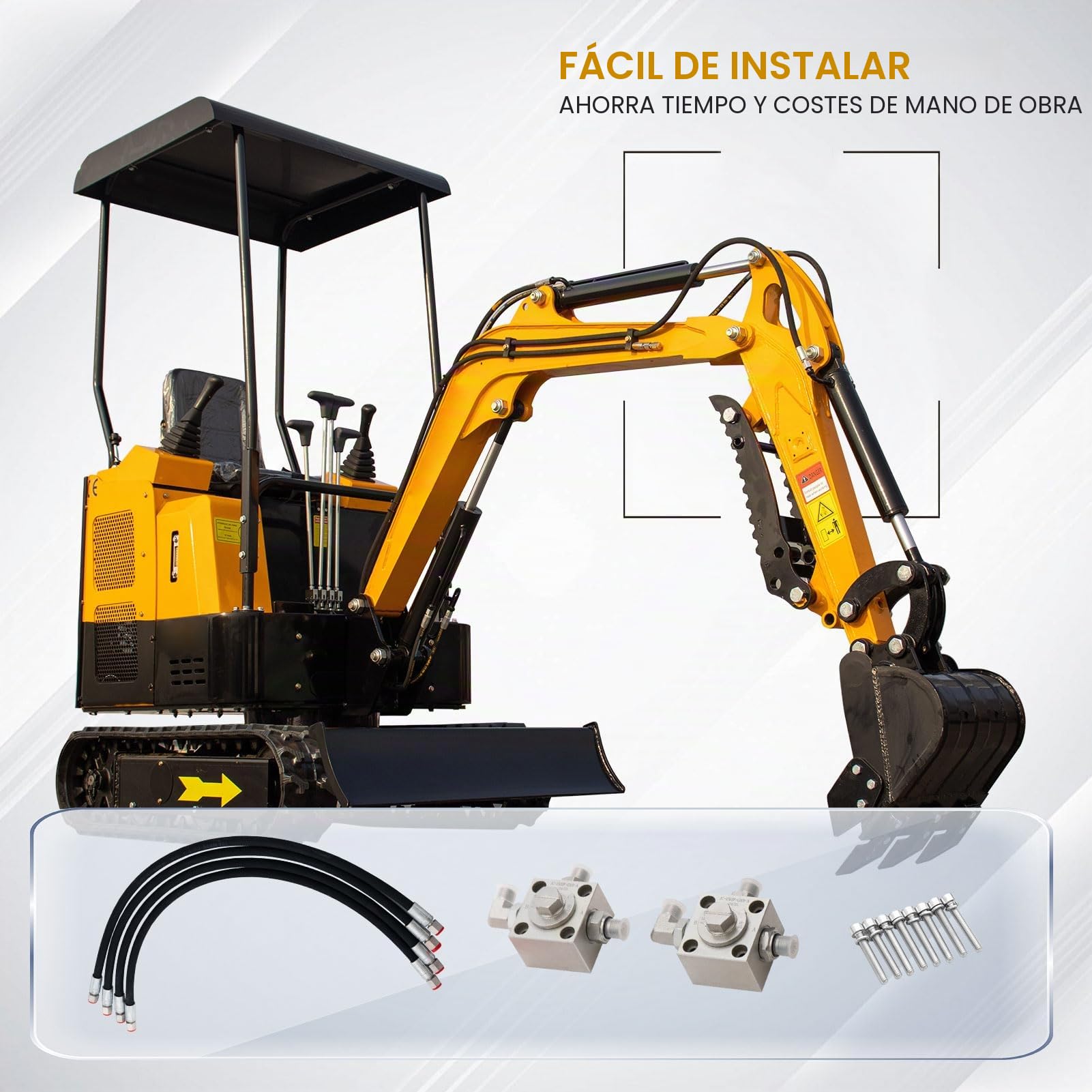 Kit Válvula Hidráulica 3 Vías para Miniexcavadora 1-2T | Conexión hidráulica completa,instalación rápida,flujo estable,múltiples accesorios compatibles