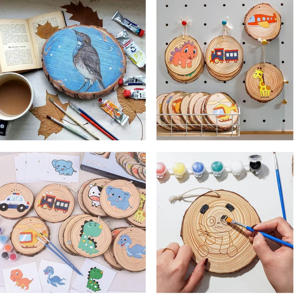 Houten schijven, 3 stuks, diameter 20-23 cm, 1,5 cm dik, echt hout met natuurlijke nerf en schors, perfect voor rustieke tafeldecoratie, doe-het-zelfprojecten en bruiloftstafels