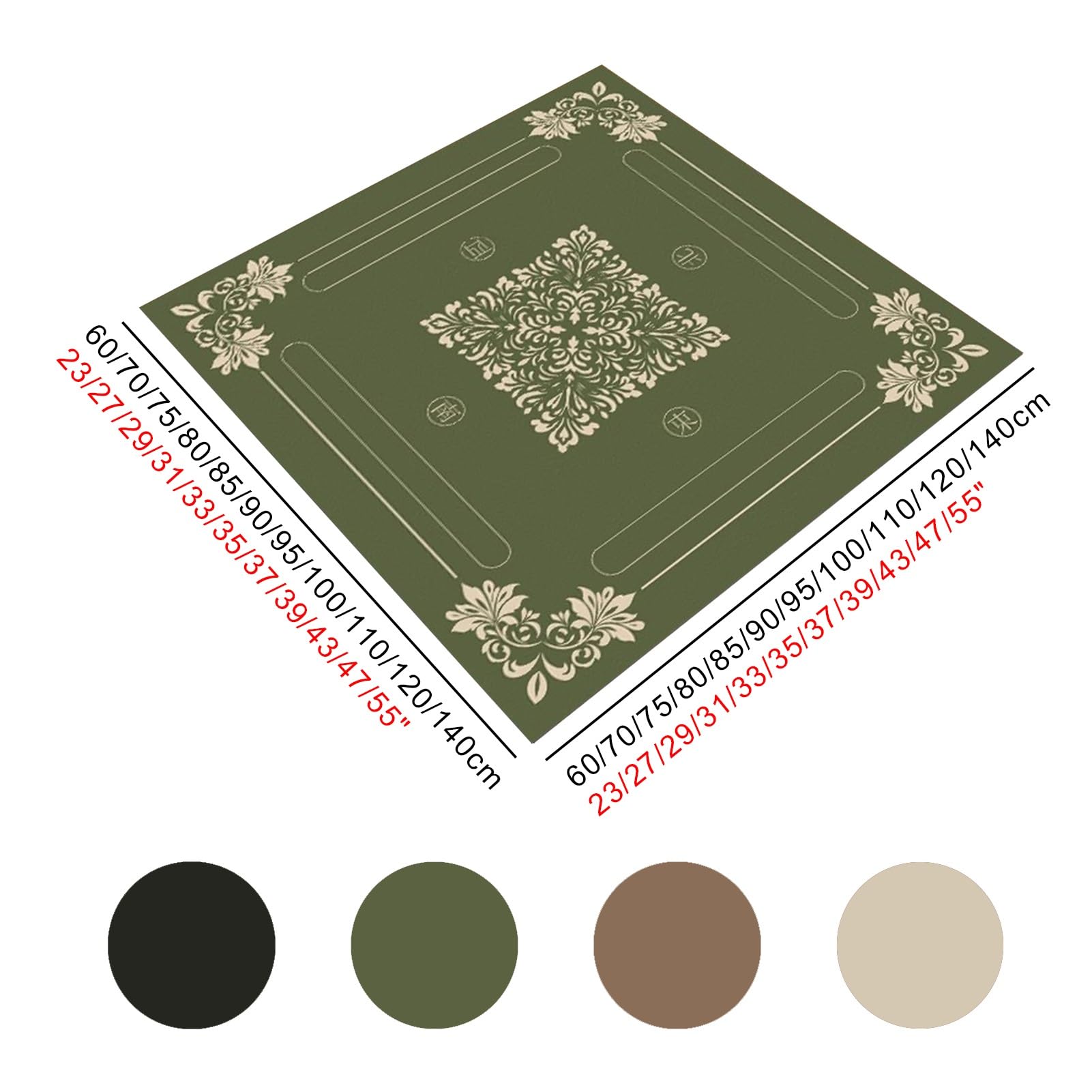 Kwadratowa Pogrubiona Mata Stołowa Do Mahjonga Antypoślizgowa Mata Do Gry Planszowej Z Torbą Do Przechowywania Do Gier Karcianych W Pokera(Beige,39x39")