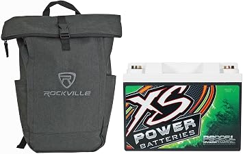 Audiosavings Bundle: PS925L 2000A Amp 12V Power Cell AGM Car Audio Battery 1000W / 2000W Bundle with Free Rockville RPAK Charcoal Stylish Durable Backpack Bag w/Padded Laptop Pocket (2 Items)
