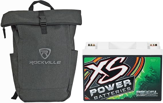 Audiosavings Bundle: PS925L 2000A Amp 12V Power Cell AGM Car Audio Battery 1000W / 2000W Bundle with Free Rockville RPAK Charcoal Stylish Durable Backpack Bag w/Padded Laptop Pocket (2 Items)