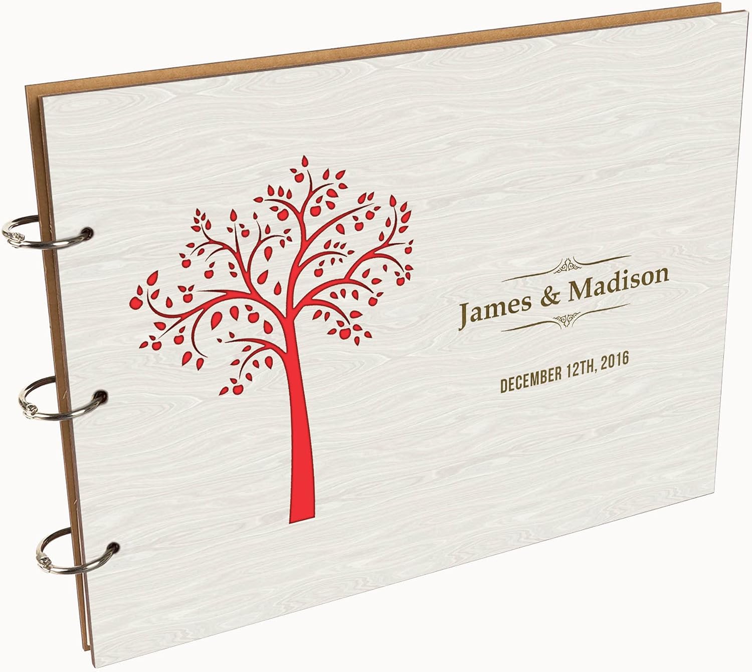 Darling Souvenir Personalized Engraved Laser Cut Wedding Guest Book Wooden Cover Sign-in Book Registry Guestbook Scrapbook-MD