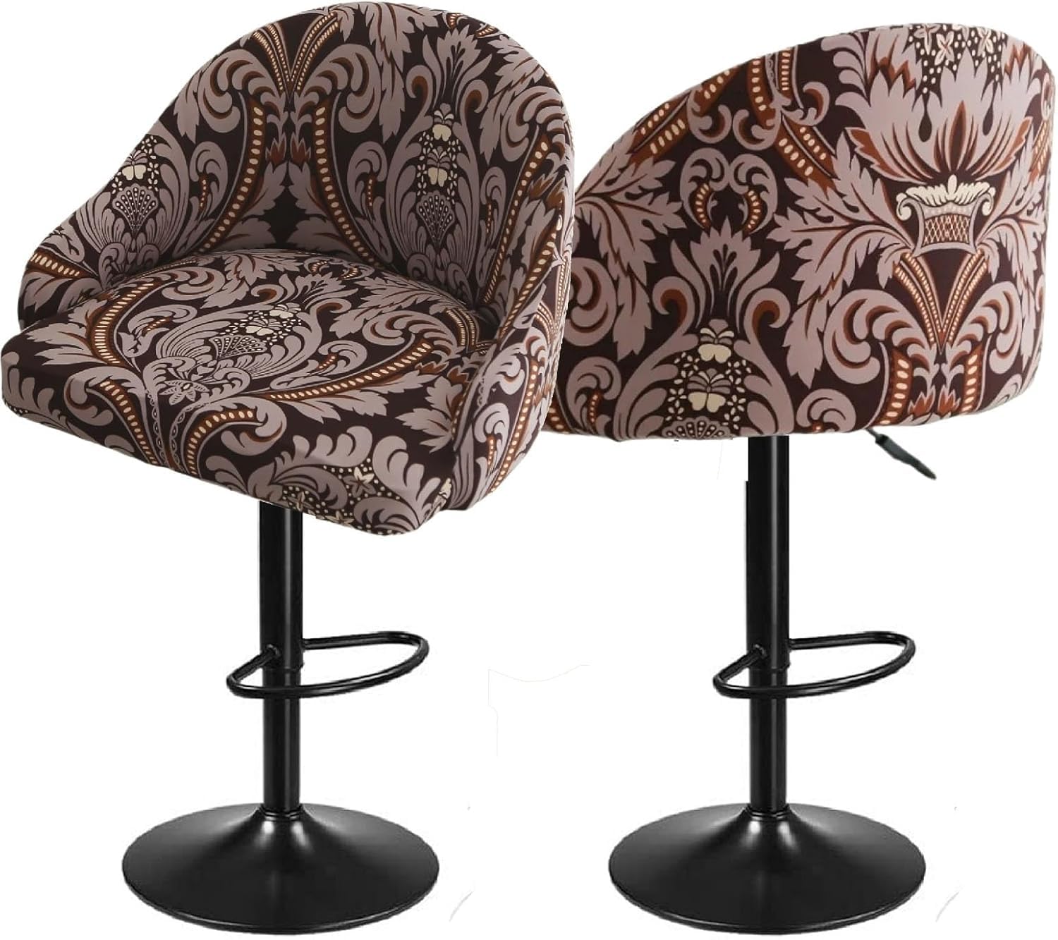 SDNAM Pub Bar Counter Stool Chair Covers with Back and Arms Set of 4/2/1 Stretch, Swivel Curved Kitchen Barstool Chair Cover Curved Back Bar Stool Slipcovers with Arms(H18,2PCS)
