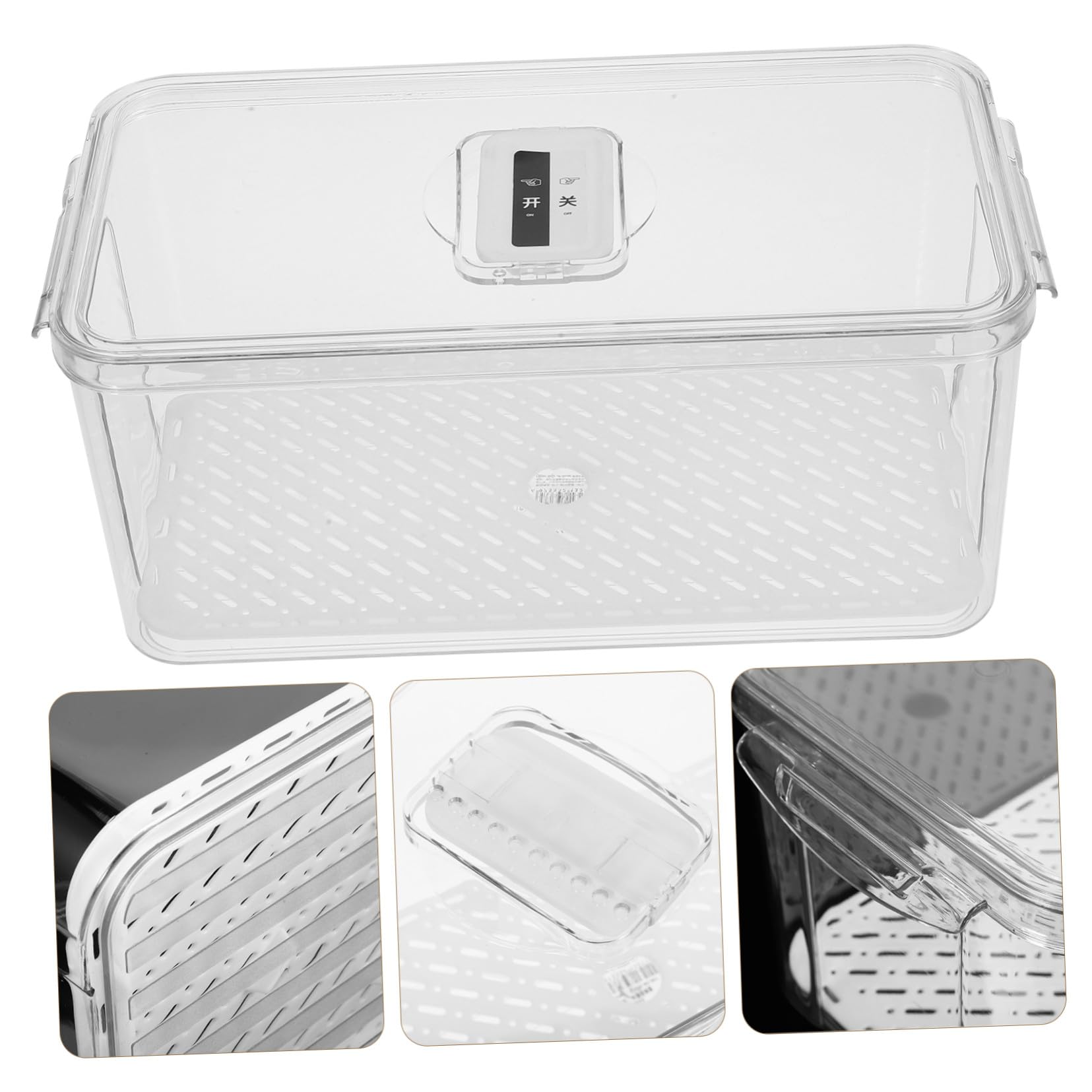 Caja de Almacenamiento Apilable con Bandeja de Drenaje para Refrigerador | Pet y Pp Reutilizables, Diseño para Alimentos y Carne, Organización Fácil con Tapa, Uso en Congelador